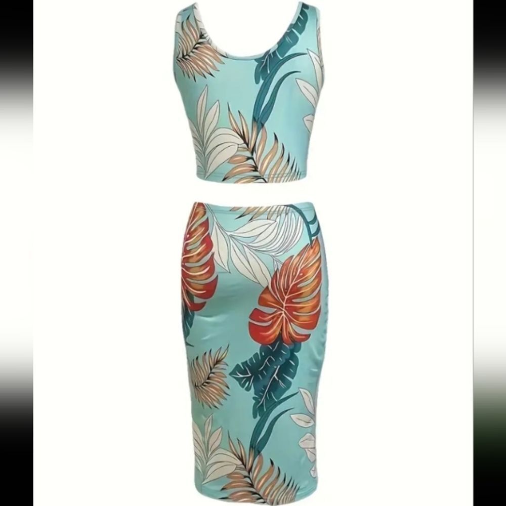 Ladies Tropical two piece skirt set sz small - Picture 6 of 6